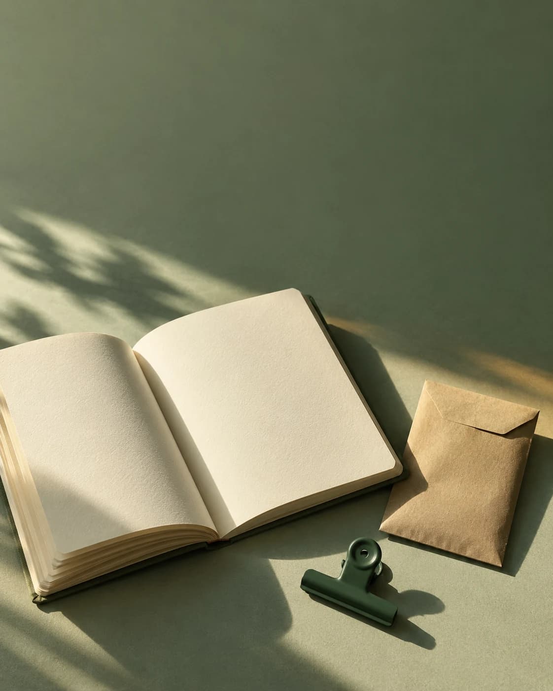 A notebook and unmarked evidence envelope; conceptual illustration of an incomplete ownership record.